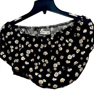 Black shirt with sunflowers